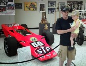Leo Knuckles with Brett and Amy's son-with race car